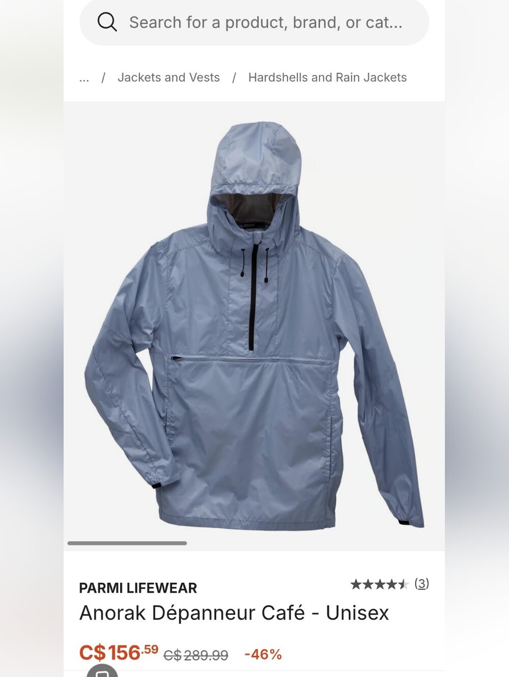 Unisex Light Blue Anorak Hooded Jacket